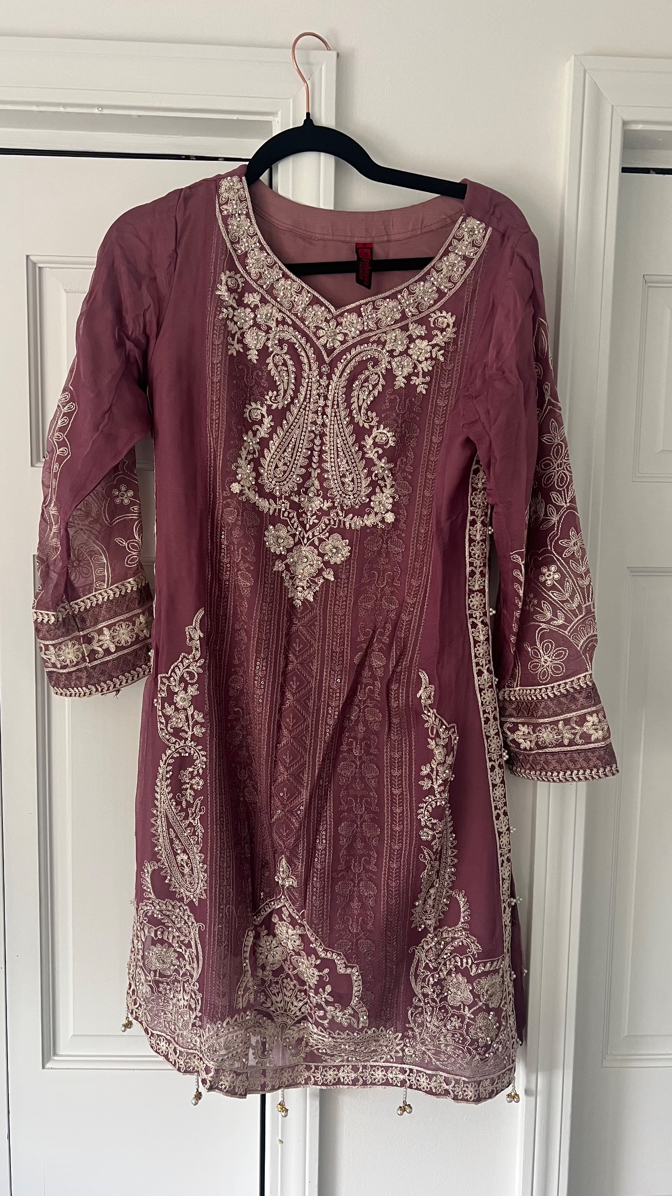 Embroidered Dress with Plazo Pants