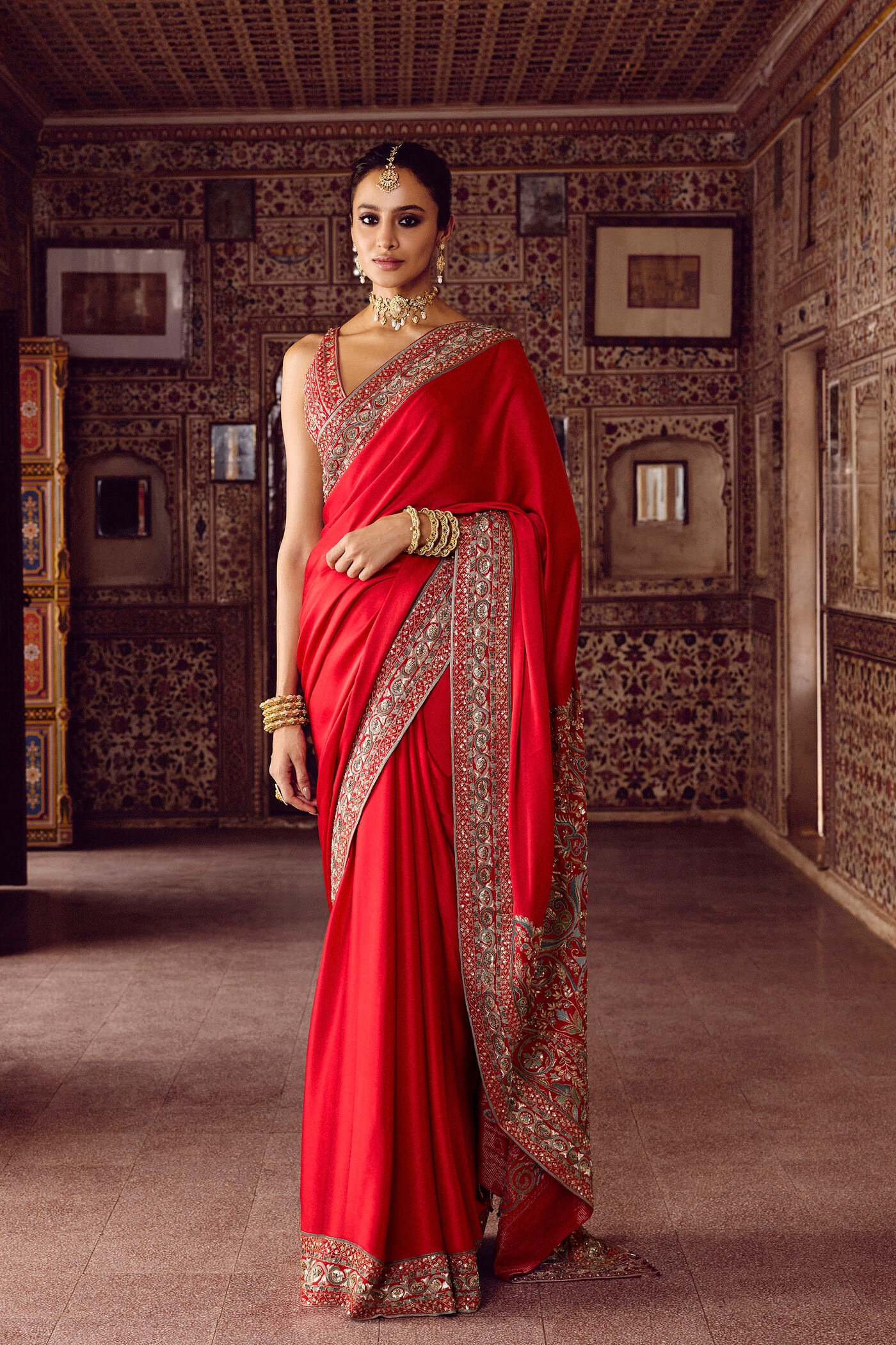 Red Silk Sari